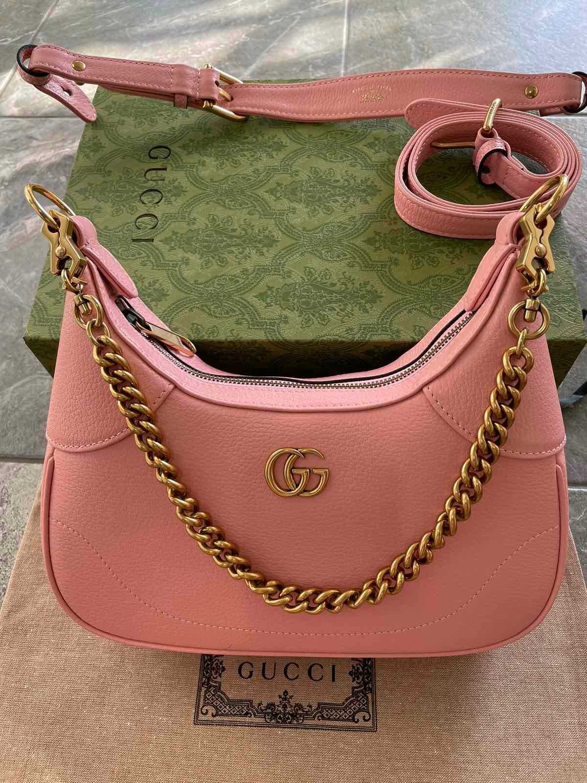 Geantă originală din piele roz Gucci, mâner și lanț Gucci Aphrodite