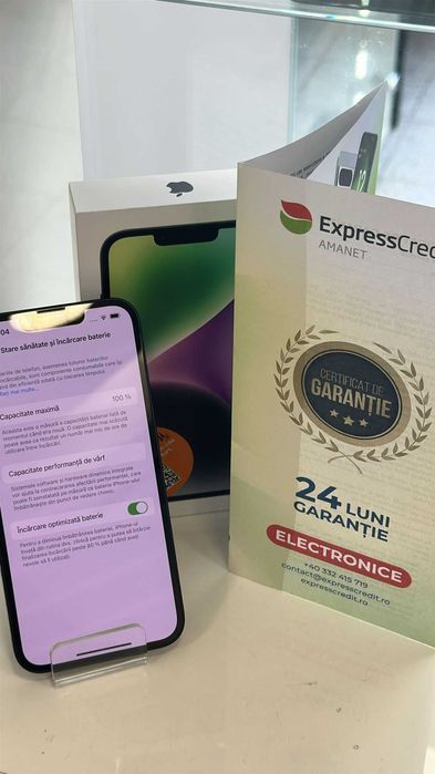 Iphone 14 128GB 100% (Ag45 B:4125) - Garantie 2 ani