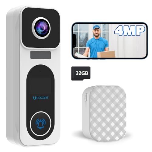 UCOCARE 4MP безжичен видеодомофон, без такси, нощно виждане, детектор