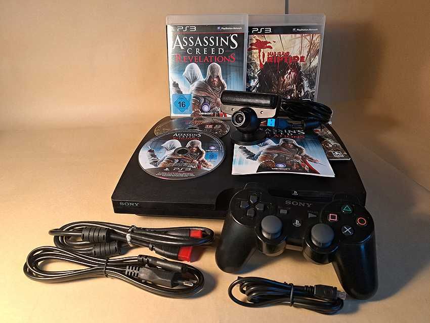 SONY PlayStation 3 PS3 slim BLACK 1000GB / 1TB, 1 controller +2 jocuri