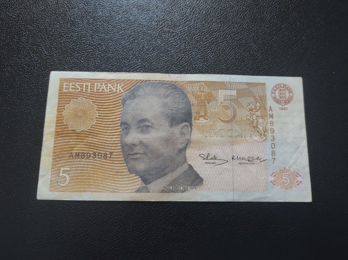 Bancnota 5 krooni 1991