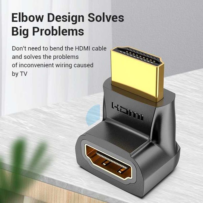 Преходник Адаптер HDMI Мъжко - HDMI Женско Ъглов на 270° Vention AINB0