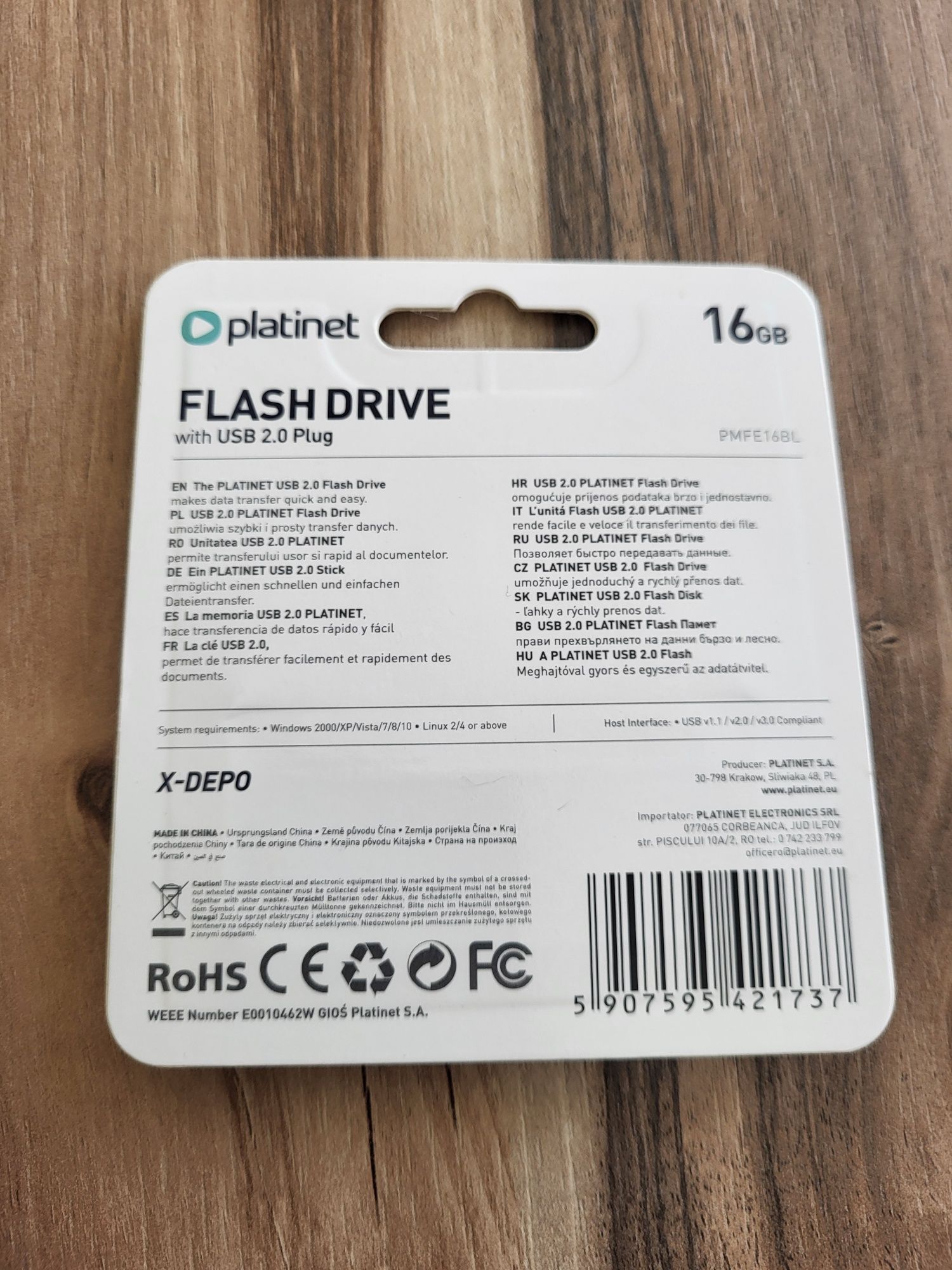 Преносима памет,Флашка,flash drive Platinet 16gb