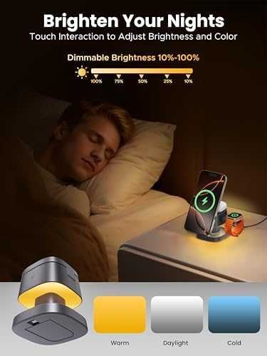 Нова стойка Сгъваемо 3 в 1 зарядно LED светлина за iPhone Apple Watch