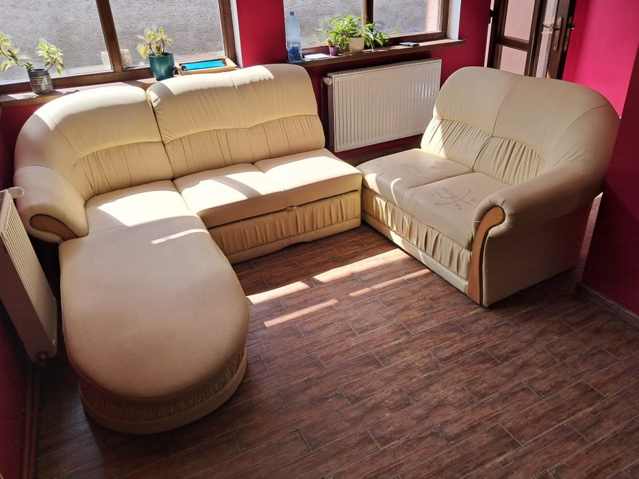 Coltar piele crem ecologica, extensibil.