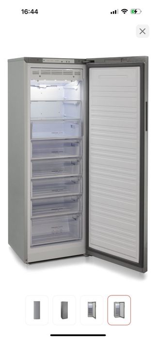 Морозильник серебристый Бирюса