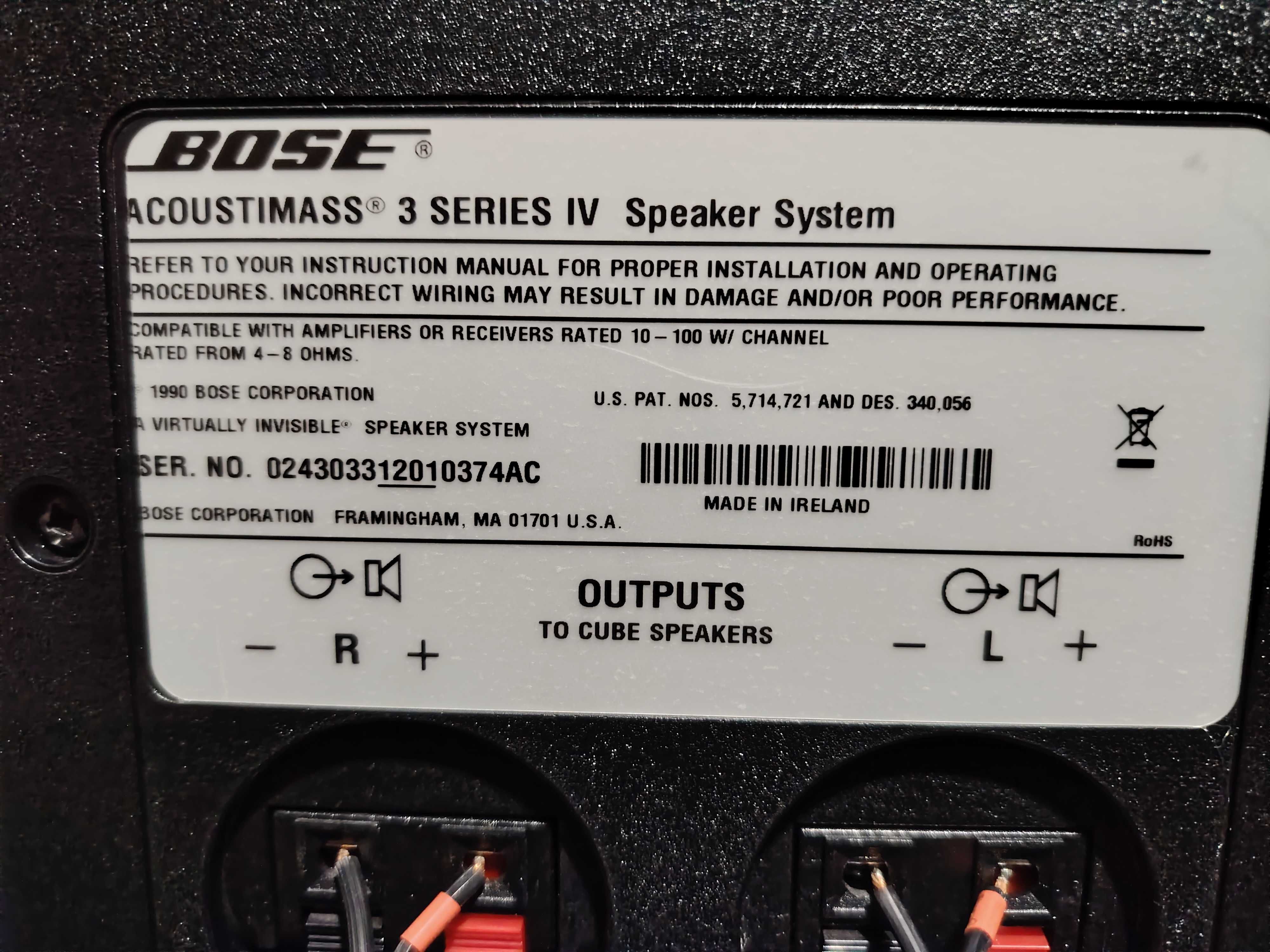 BOSE Acoustimass 3 Series lV Speaker System 2.1 subwoofer pasiv 2 boxe