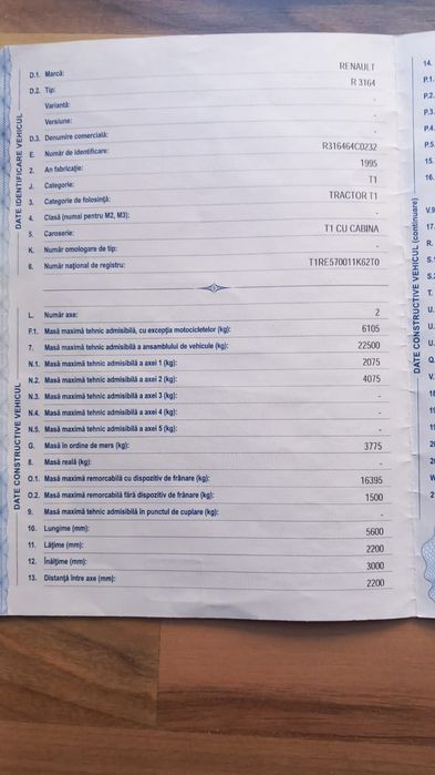 Vând tractor renault R3164