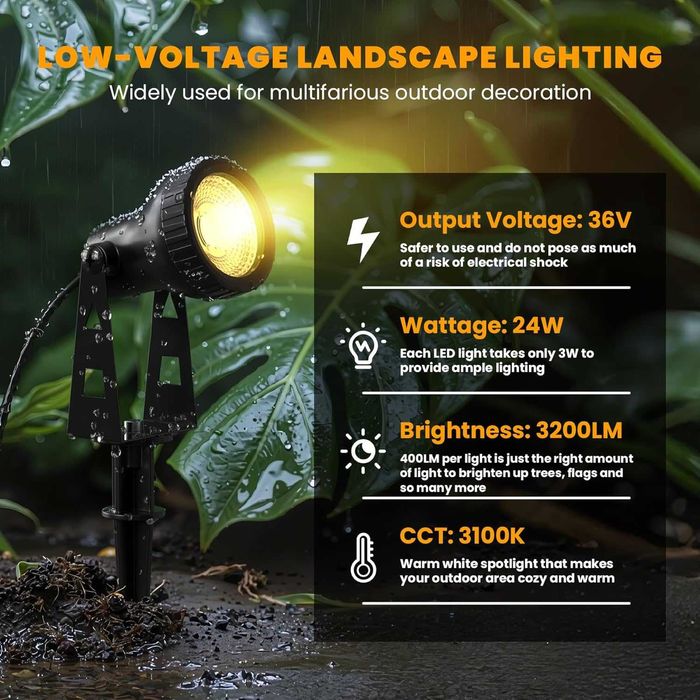 Градински прожектори Zuske 6-в-1 LED външни прожектори с адаптер, IP65