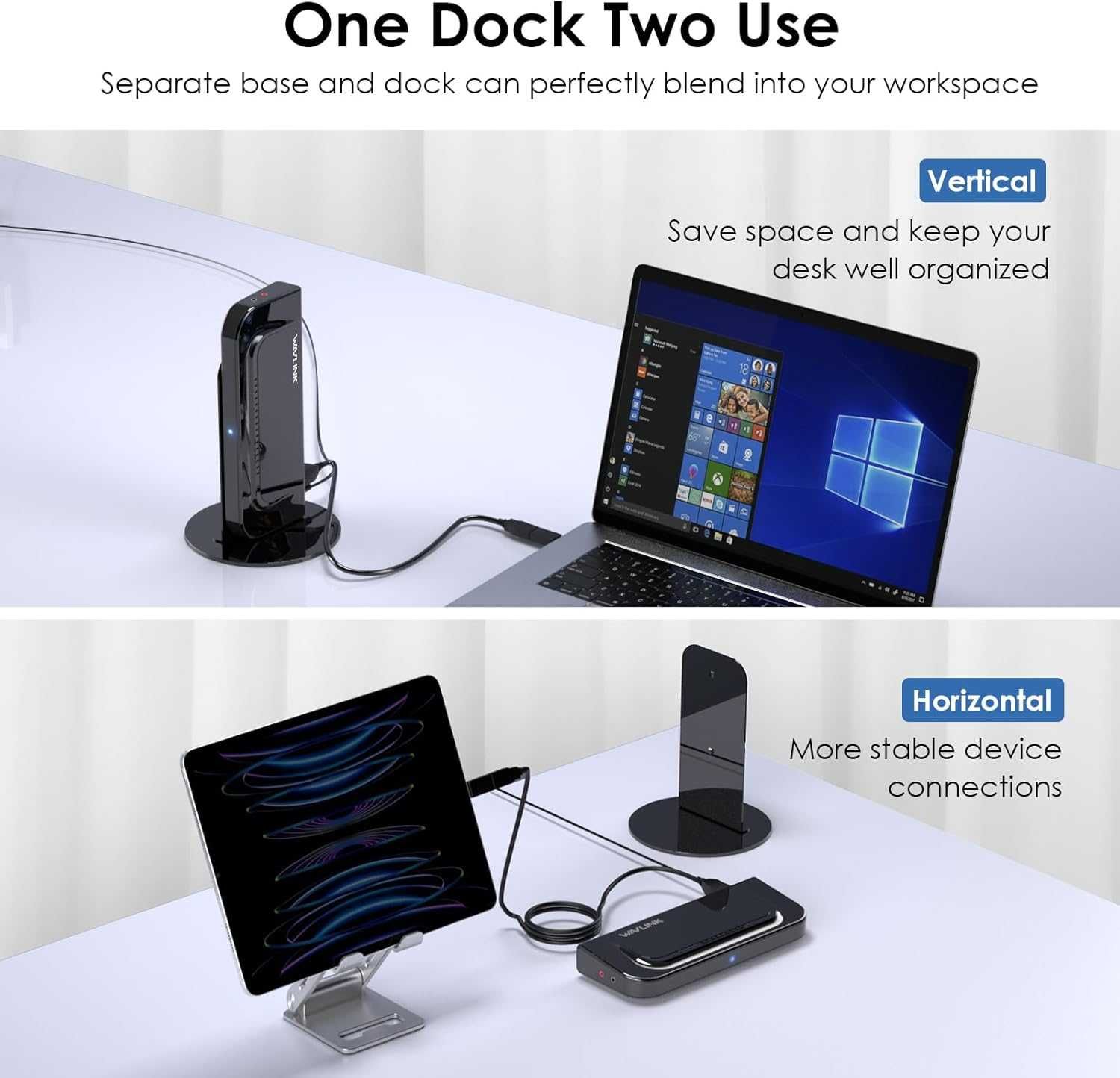 Докинг станция за лаптоп WAVLINK за два монитора 2* USB 3.0 4* USB 2.0