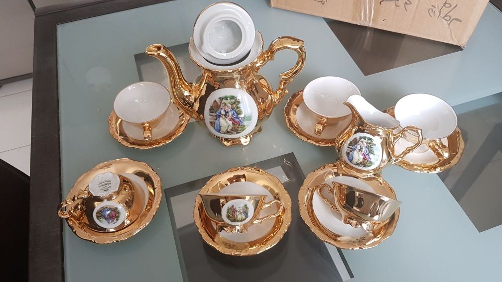 Set cafea placat cu aur 22k 2400 lei