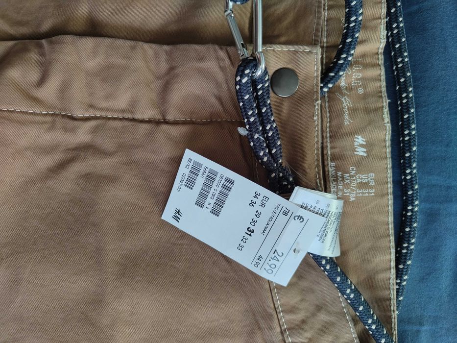 Нови мъжки бежови къси панталони H&M с колан  размер 31