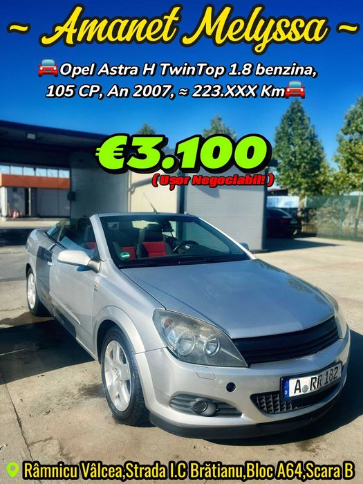Opel Astra H TwinTop,1.8 benzina,105CP,An 2007,≈223.XXX Km