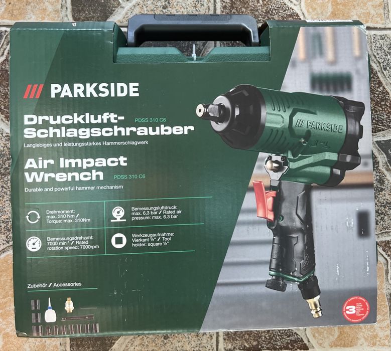 Нов! 3г. Гаранция. Parkside ударен пневматичен гайковерт PDSS 310 C6