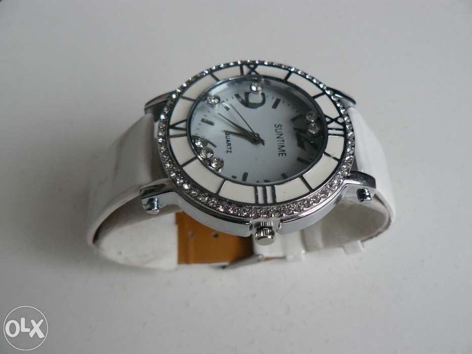 CEAS DAMA SUNTIME ST2D11 Cu Strasuri,Mecanism Quartz,Curea Piele Eco