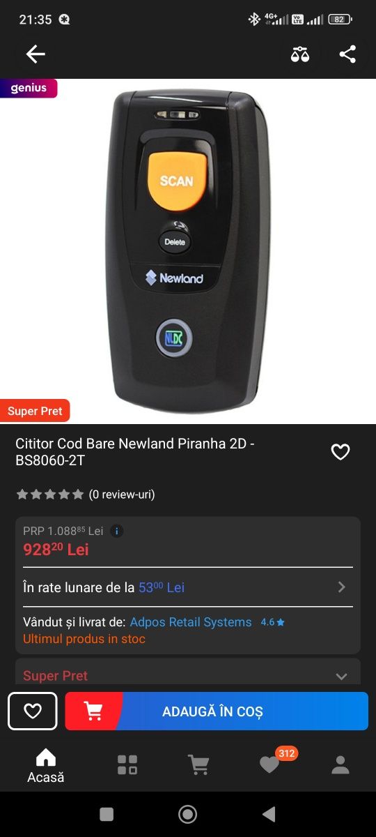 Scaner / Cititor coduri de bare Newland NLS-BS8060-2T