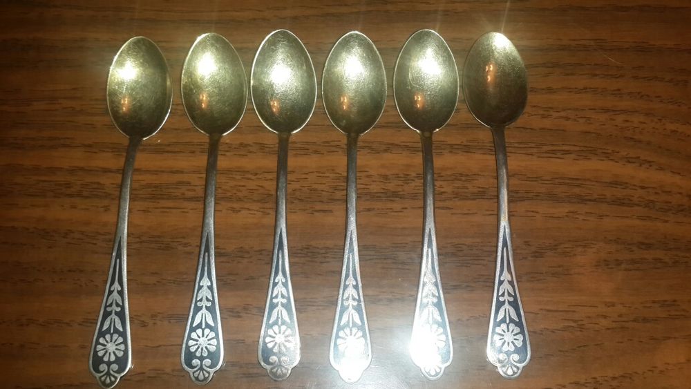 Набор кофейных ложек. Столовое серебро.