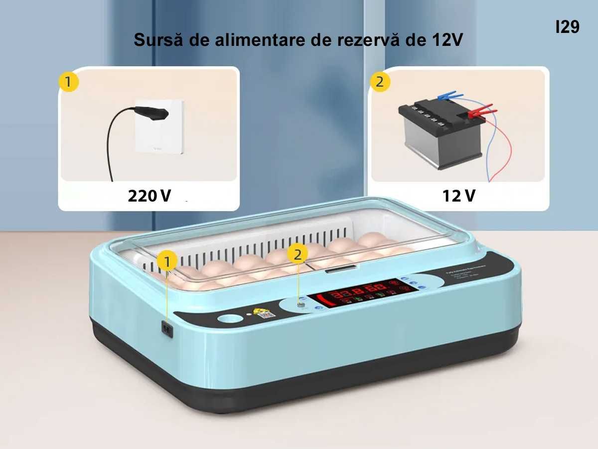 Incubator automat pentru 24 de oua pui Clocitoare rata gisca Eclozator