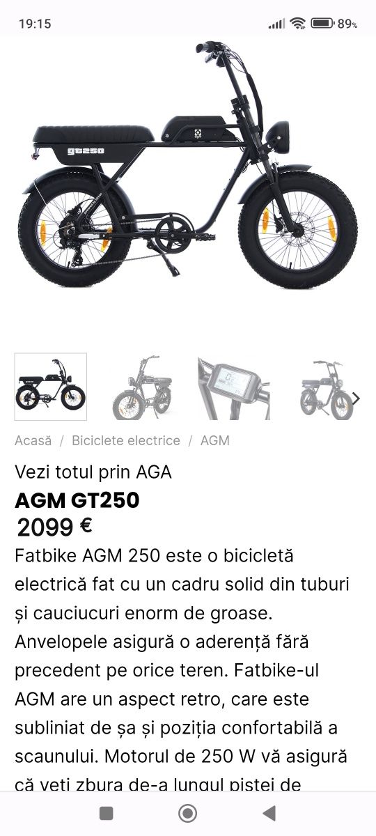 Bicicleta Electrică AGM GT250
