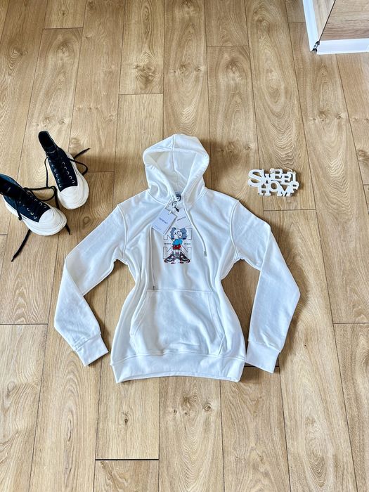Off White!Страхотен суичър oversize Off White с качулка