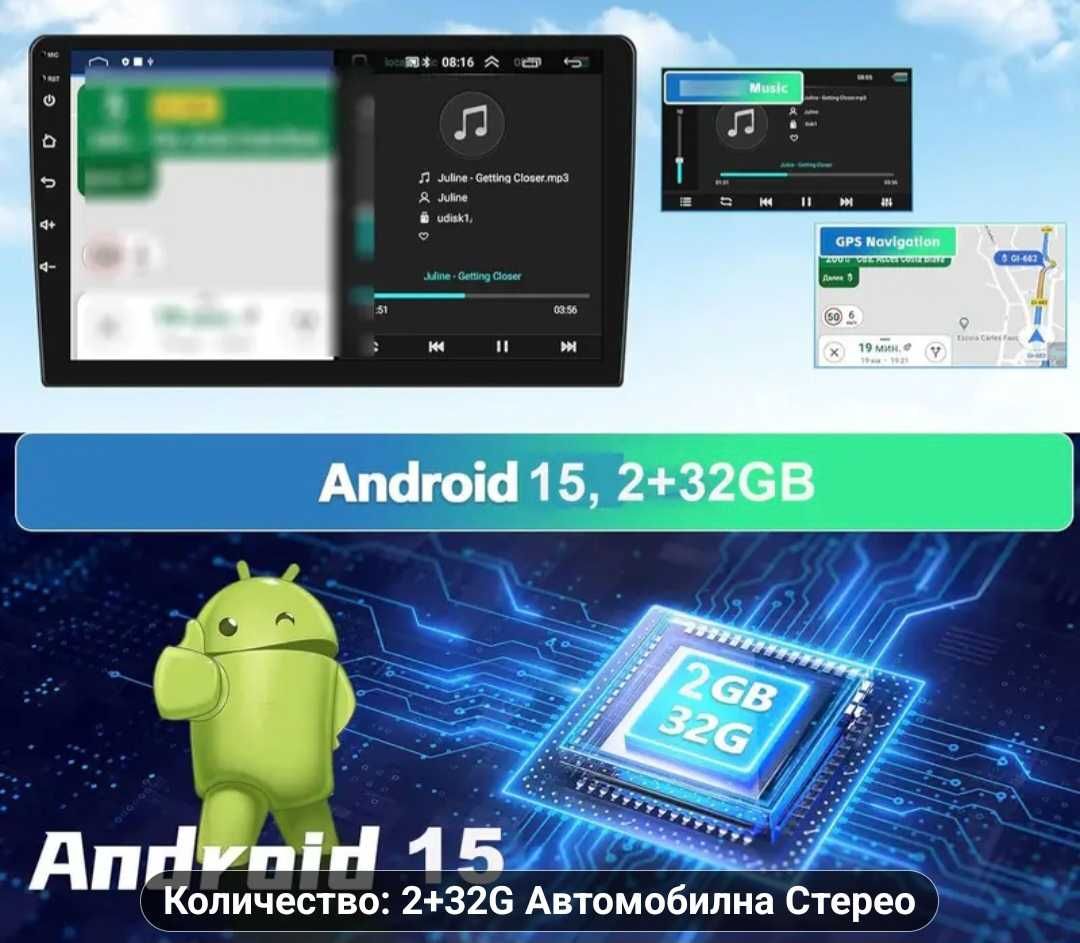 Мултимедиен плеър за кола с android 15