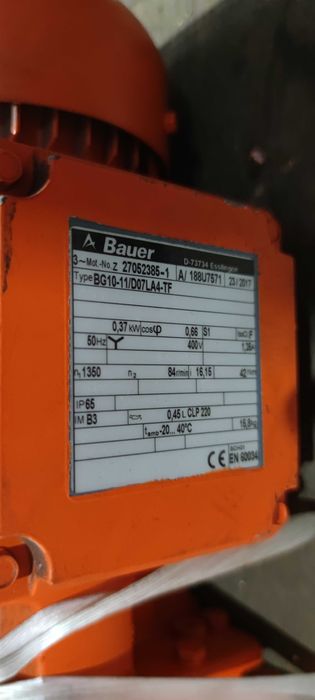 Motor electric trifazat Bauer 0.37kW 84rpm 380V