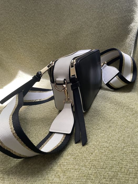 Geanta mini alb/negru