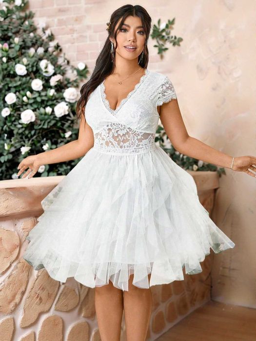 Бяла рокля дантела, Официална бяла рокля, Романтична бяла рокля