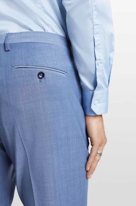 Pantaloni slim XL L premium CINQUE noi lana tesatura fina bleu ciel