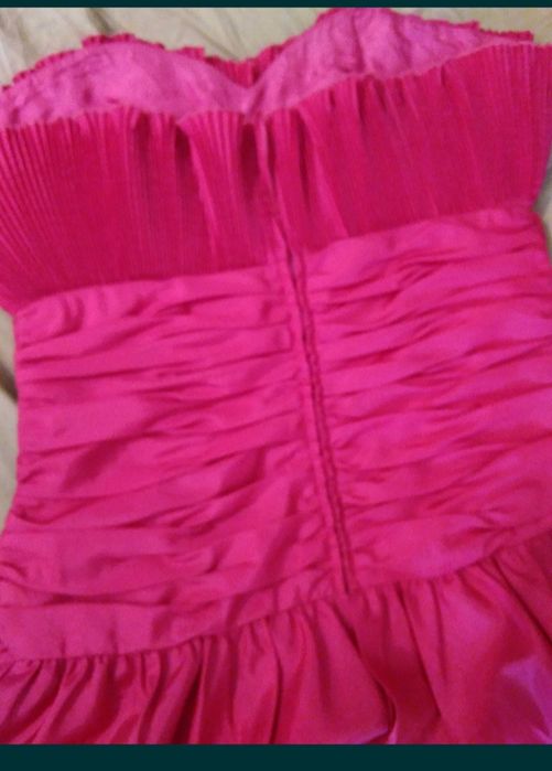 Rochie elegantă saten ciclamen mar M