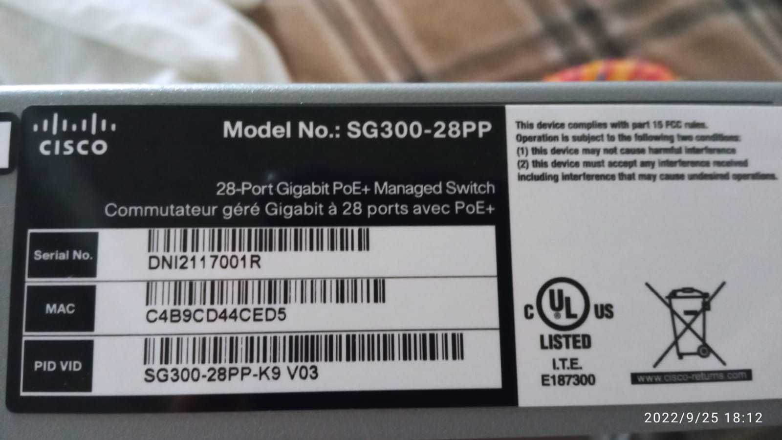 Коммутатор Cisco SG300-28PP с поддержкой PoE