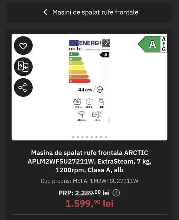 Masina spalat Artic, noua