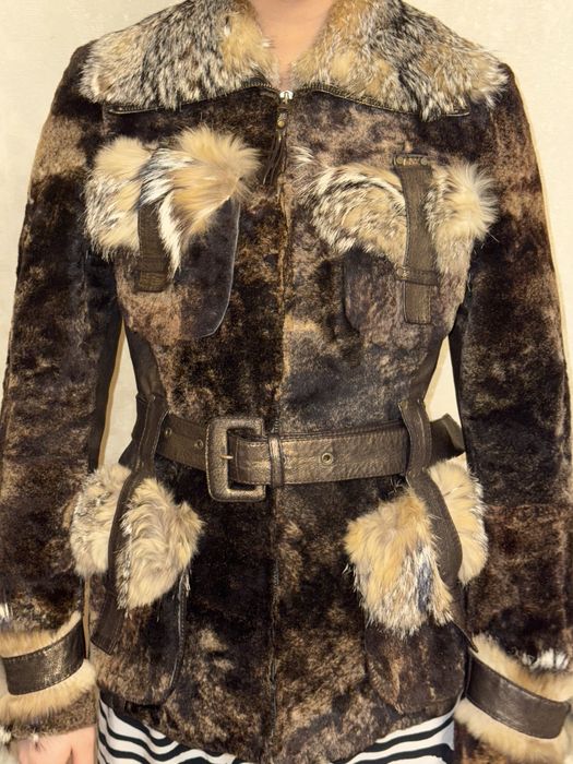 Дублёнка Viaveneto из натуральной кожи и волчьего меха