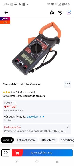Vând Clampmetru digital Comtec cu baterie 9V
