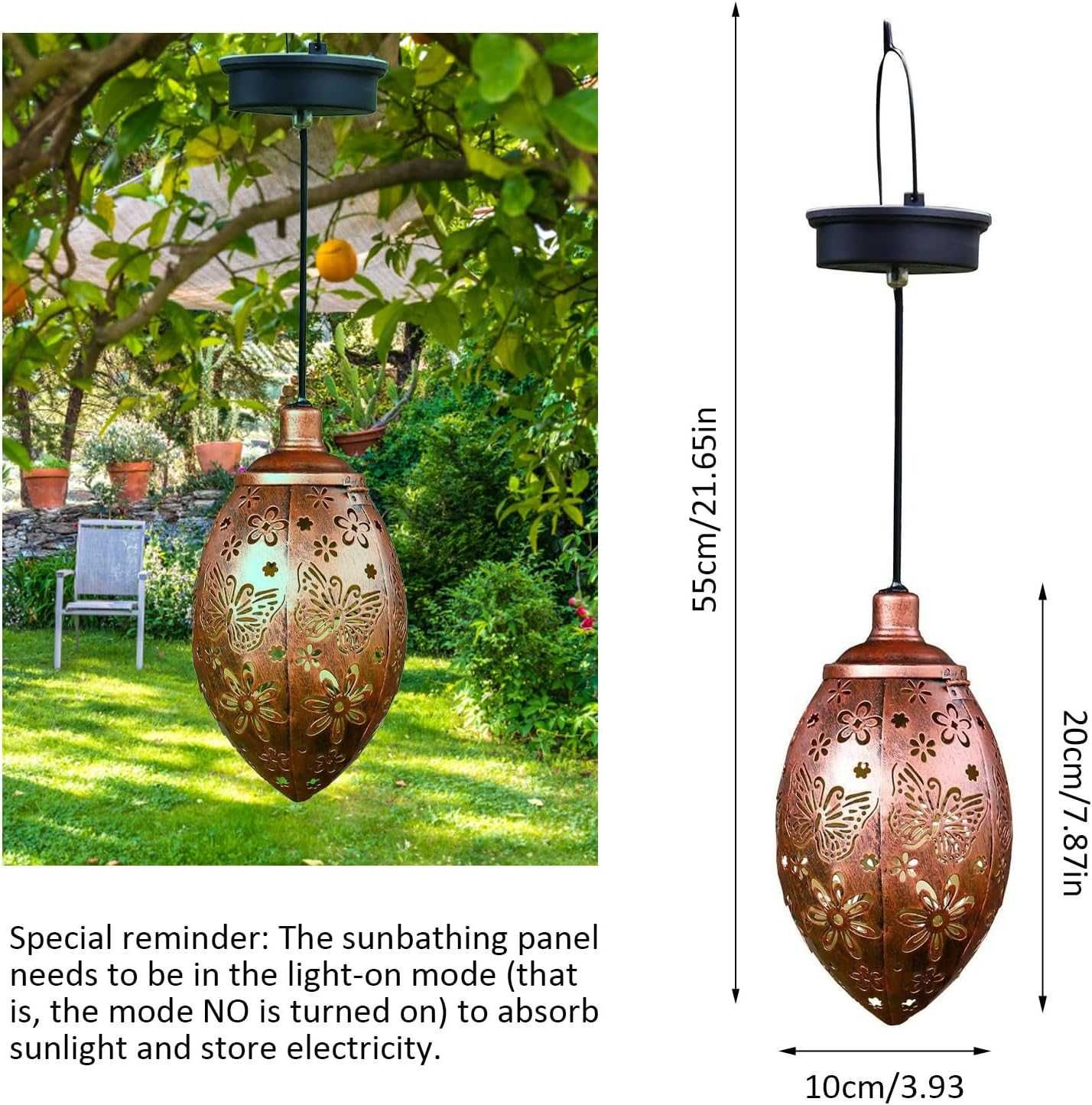 Lampa solara decorativa, rezistenta la apa, ip44, maro