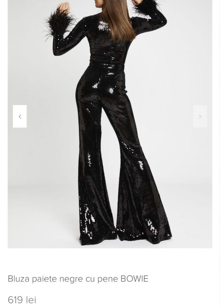 Bluza din paiete cu pene de strut Rhizome M
