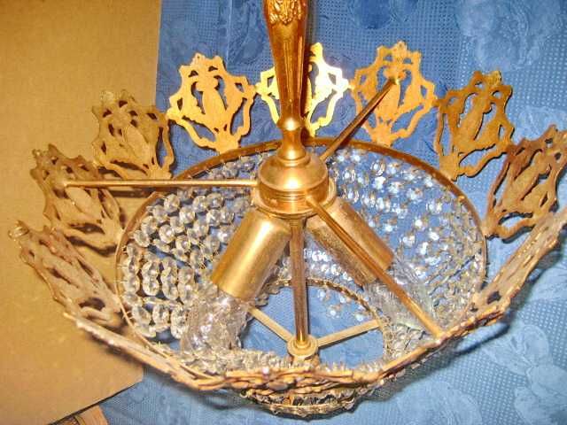 CANDELABRE-8366-Candelabru Baroc bronz aurit Franta sticle gen cristal