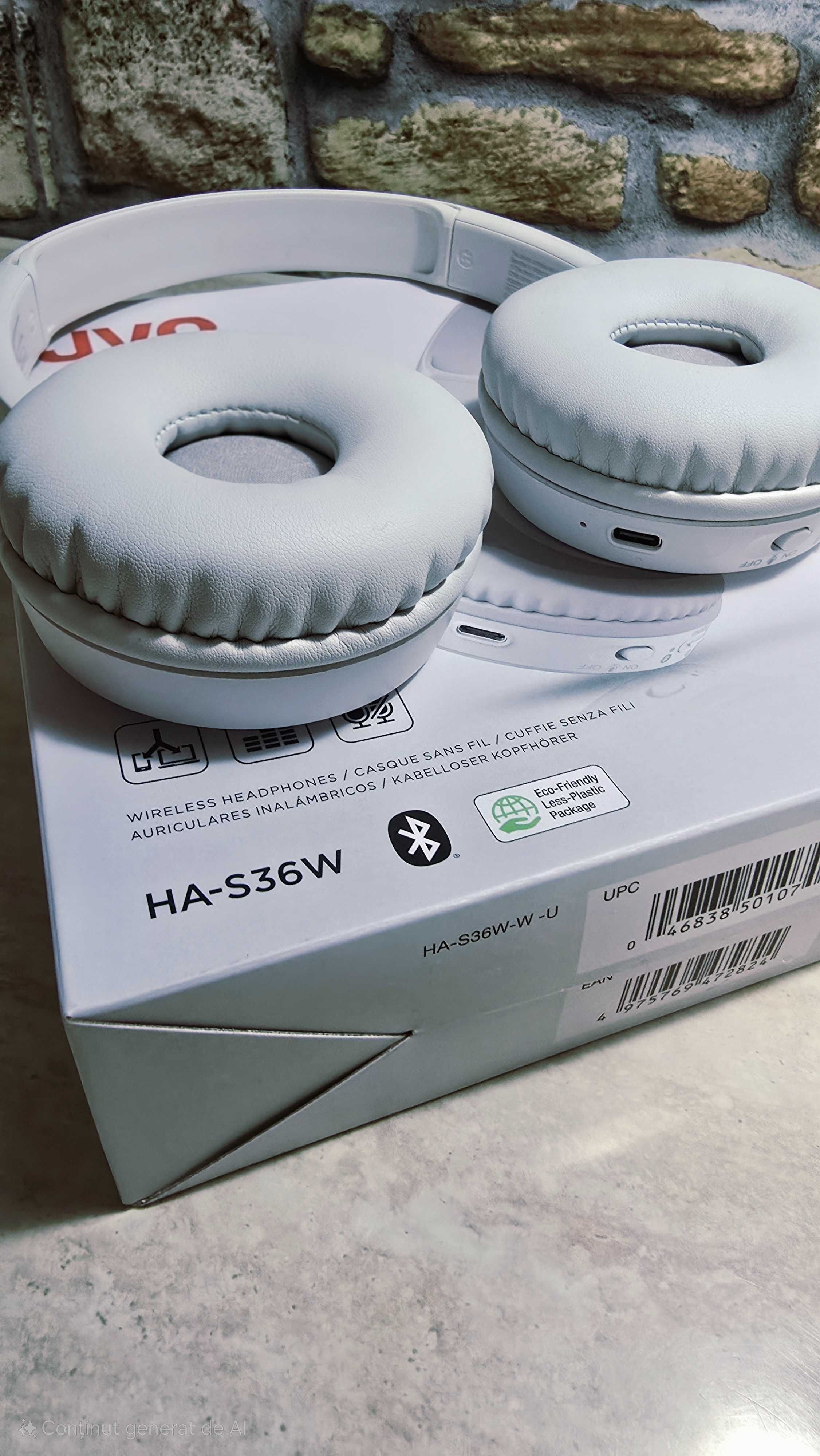 Casti JVC HA-S36W-W-U, Bluetooth, On- Ear, Microfon, alb