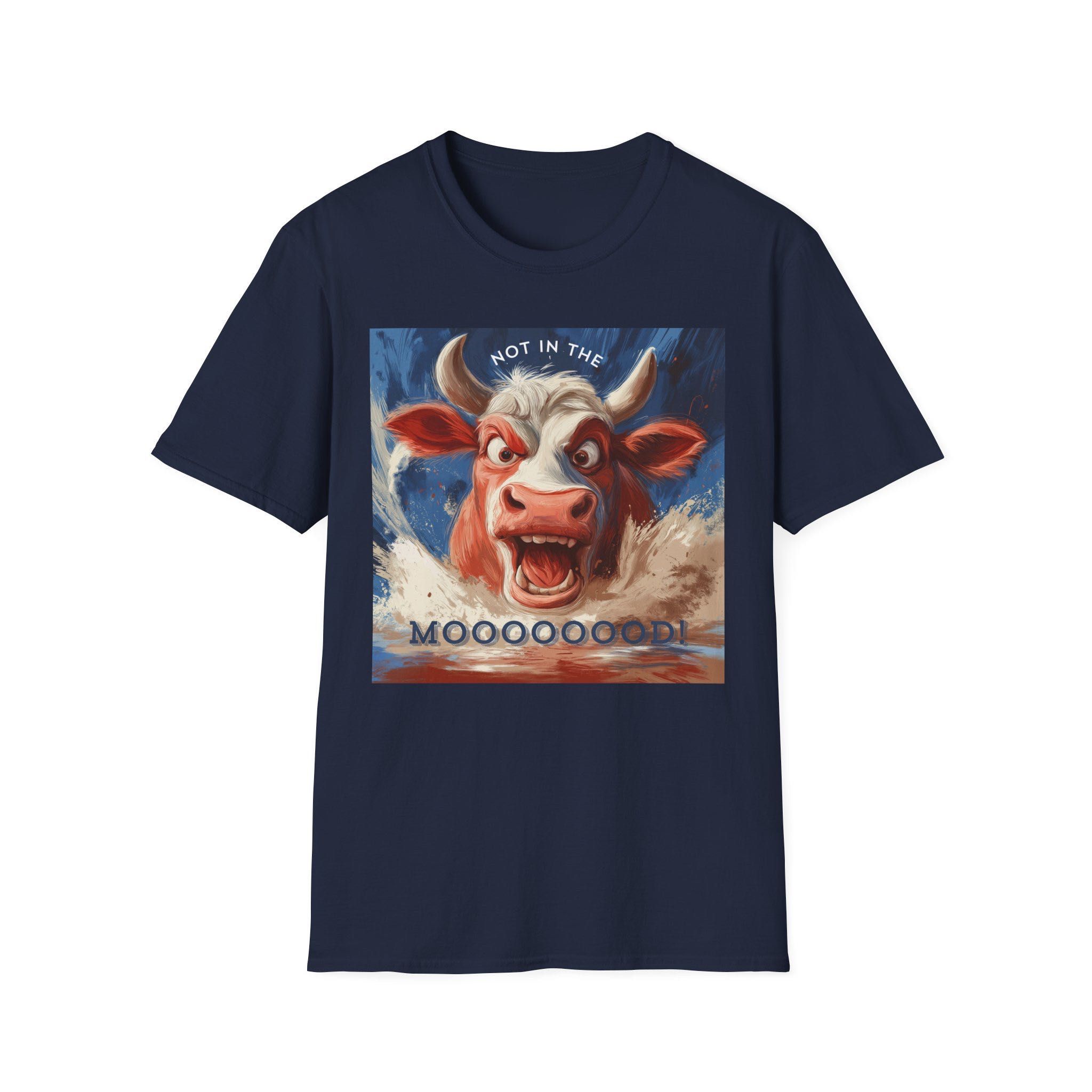 Тениска с крава и надпис "Not in the moood" – не съм в настроение