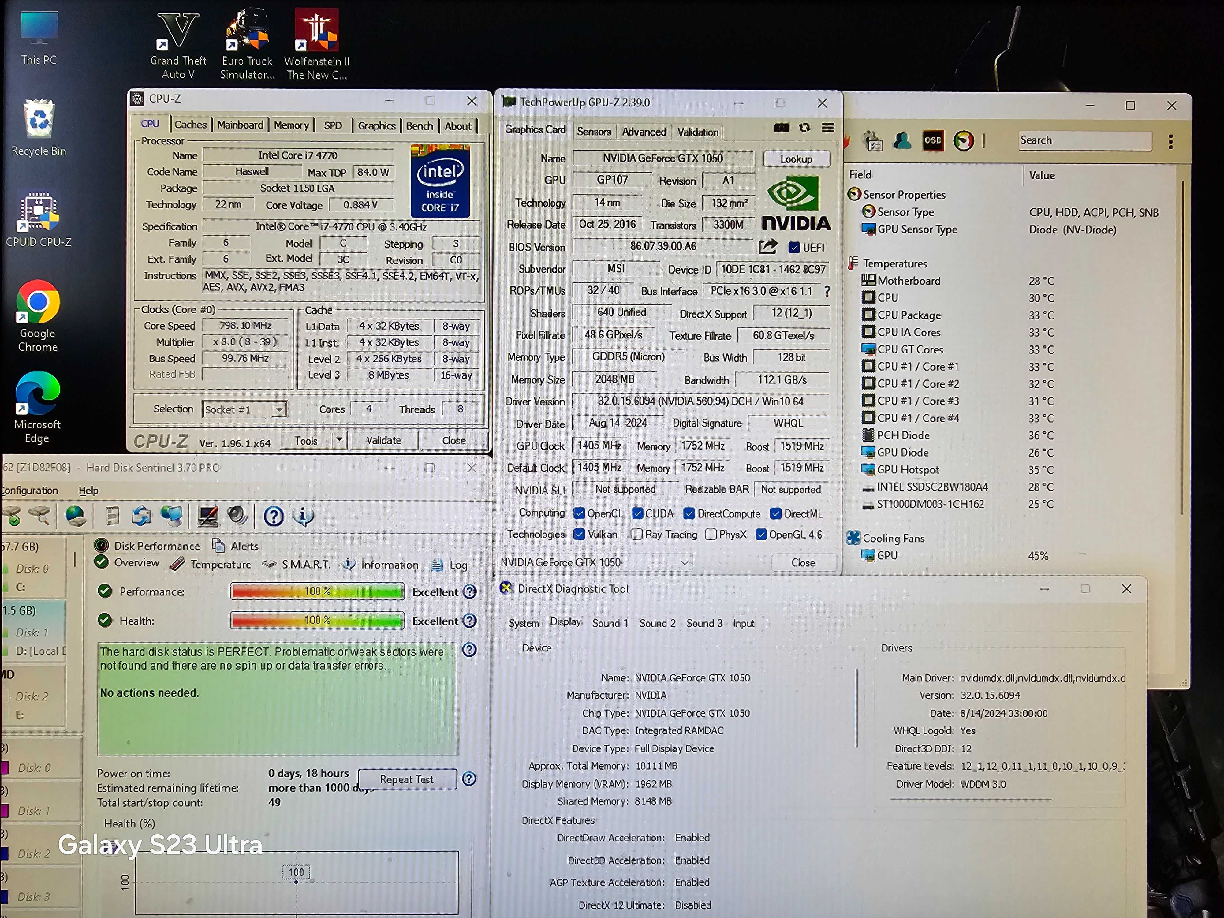 Unitate PC Gaming i7 4770 3.9Ghz/16GB/GTX1050 2GB HDMI/SSD 180/HDD 1TB