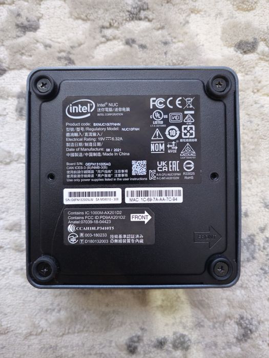 NUC 10 Intel I7 10710U, 16gb RAM