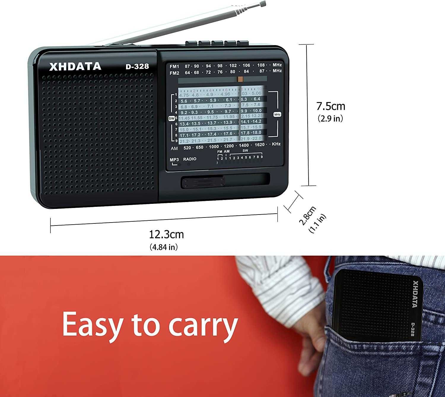 XHDATA D-328 DSP MP3 Player FM/AM/SW 12 Band радиоприемник