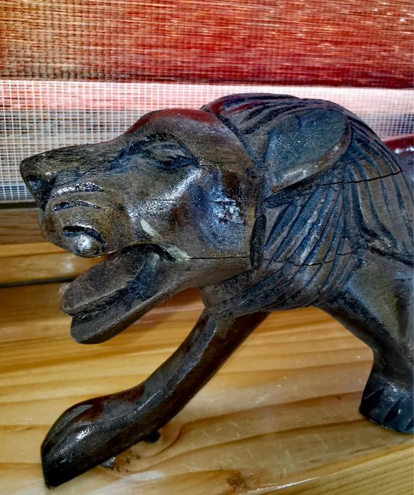 Играчка Лъв фигура дървена скулптура дърворезба статуя ръчно изработен