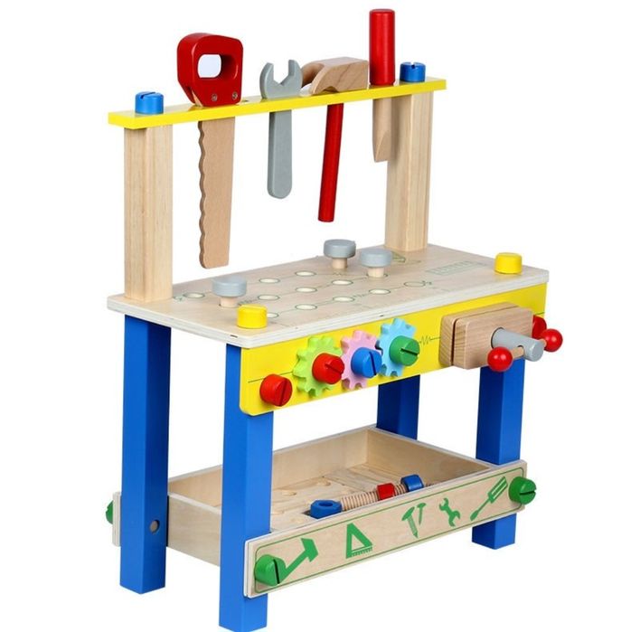 Atelier cu banc de lucru pentru copii, 40 piese din lemn