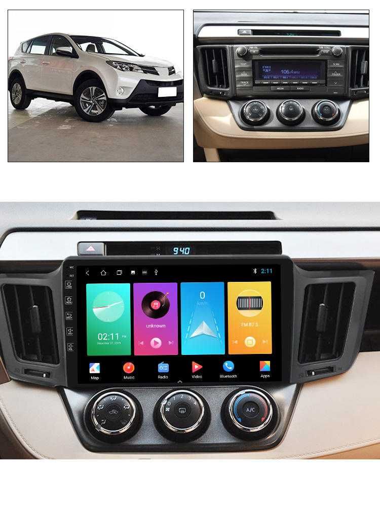 Navigatie Android 14 TOYOTA RAV 4 1/8 Gb Waze CarPlay + CAMERA