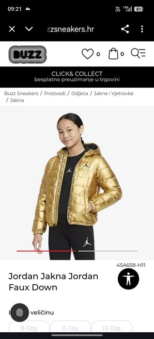 Geacă femei puffer Jordan XS/S