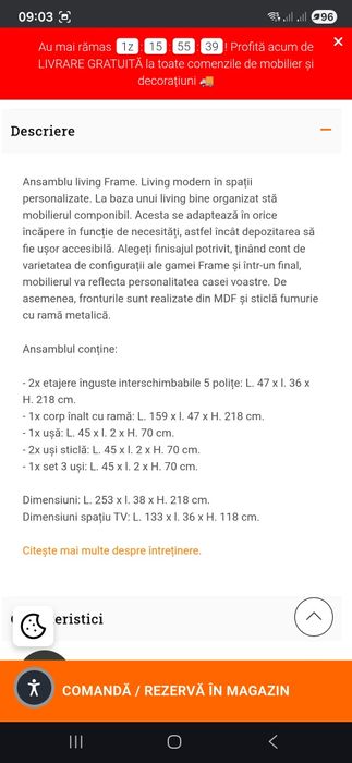 Vând biblioteca Frame Mobexpert