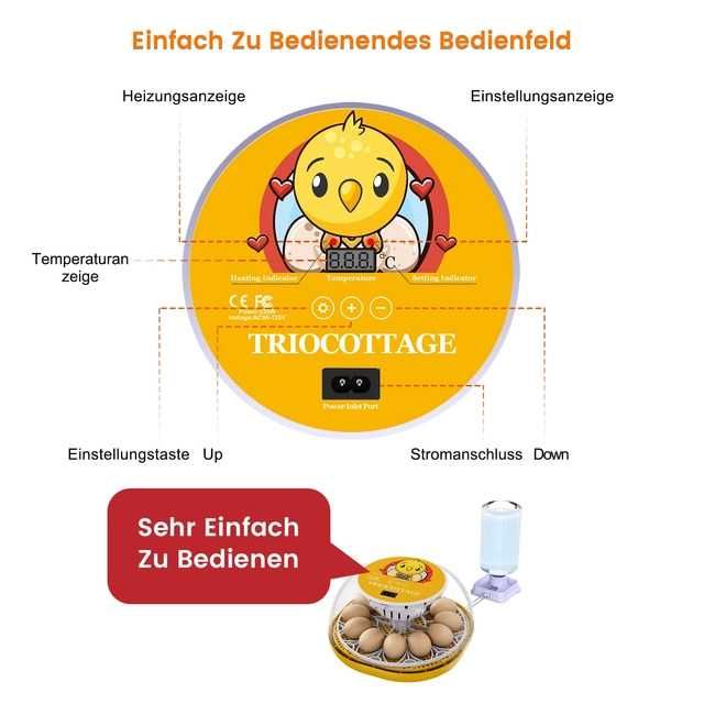 Инкубатор за яйца TRIOCOTTAGE за 12 яйца