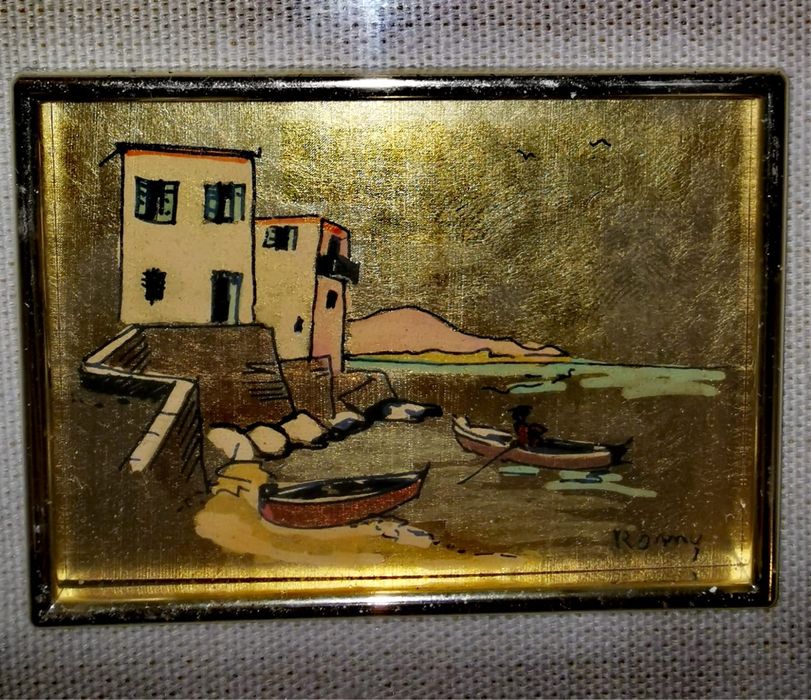 Антикварна миниатюра от 23 кт. златно фолио маркирана оригинална рядка