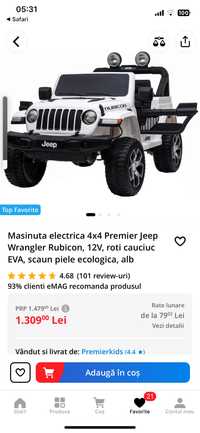 Masina electrica jeep Wrangler Rubicon 12V